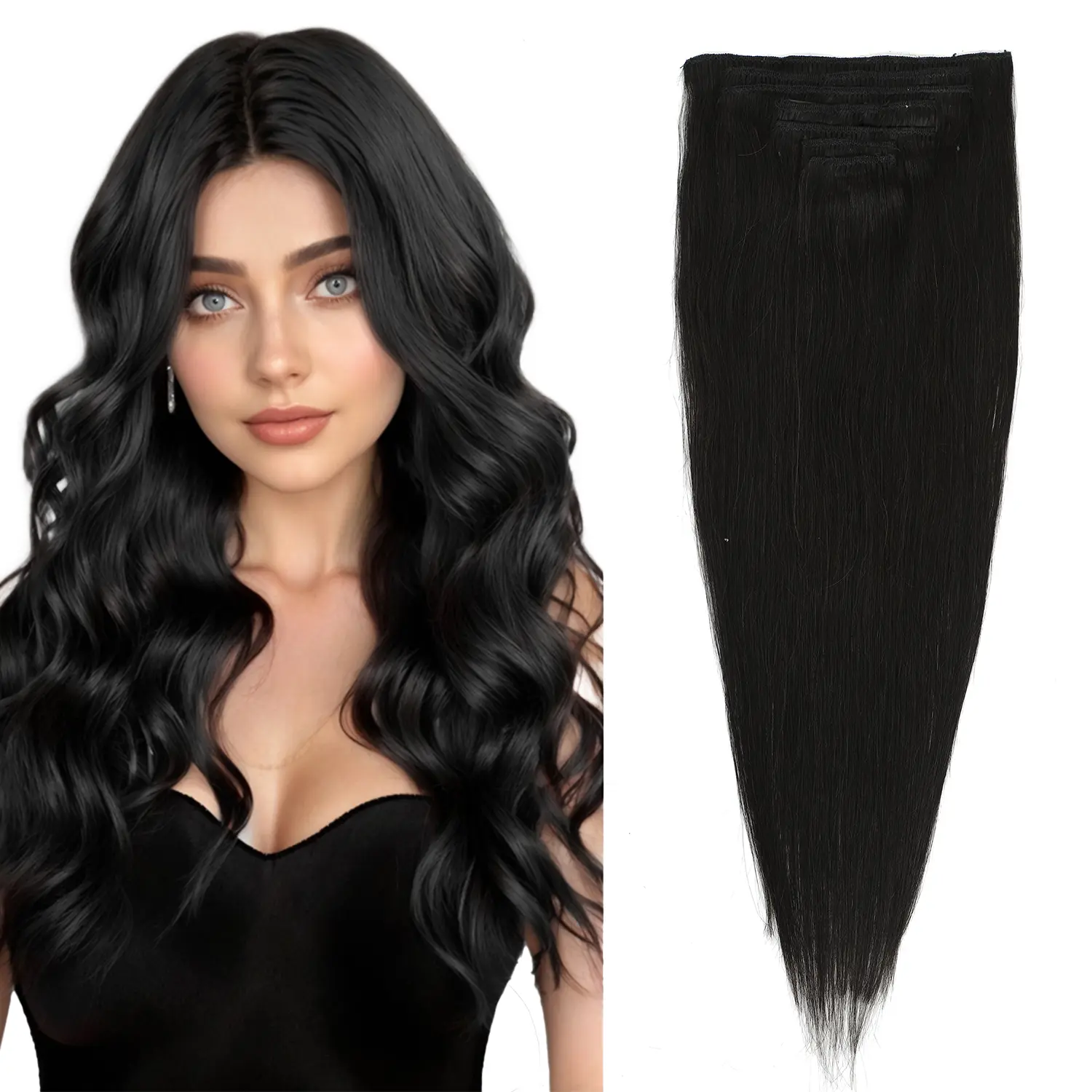 MRS HAIR 7pcs Silky Straight Clip In Hair Extensions Remy Human Seamless Brazilian Clips Hair Natural Invisibility With Healthy Tail Can Be Reshaped