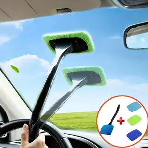 Car Window Cleaning Brush Set, Windshield Cleaner Tool, Long Handle Car Accessories, Solid Pattern, Model Xinghao Y-01
