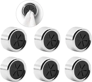 6 PCS Self-Adhesive Tea Towel Holders,  Push in Suction Kitchen Holders for Towels/Rags/Gloves/Bags, Towel Holder for Bathroom Hook Installation Organiser Plastic Tape