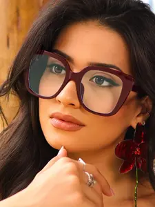 Large Frame Leopard Print Blue Light Blocking Glasses, Simple Daily Use Eyewear, Square Frame, Unisex Workwear, Fashion Accessory, Trendy Casual Glasses