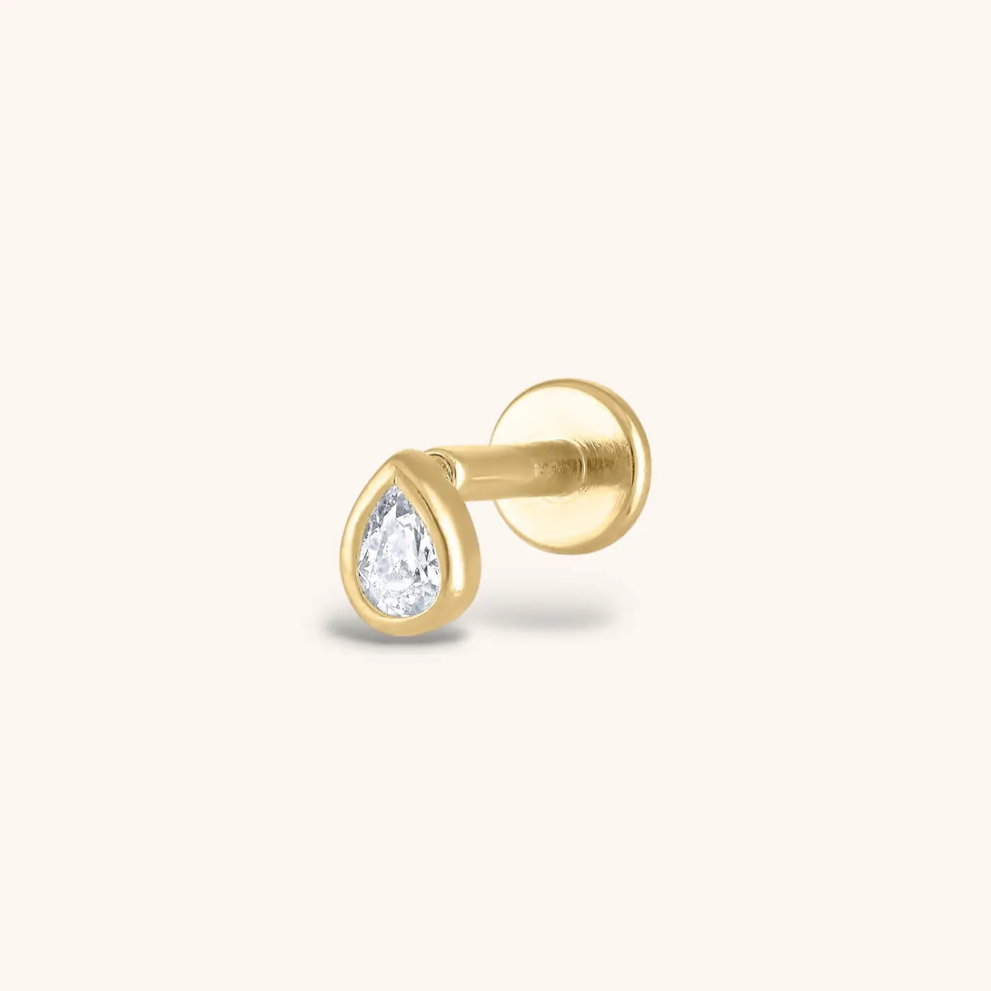 Celestial Crystal Pear Bezel Solitaire Threaded Flat Back Earring