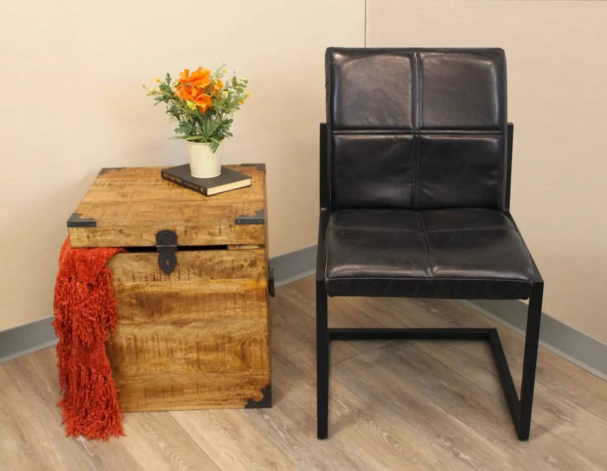 HomeRoots 488537 20 in. Natural Brown Solid Wood Square End Table - Hardwood, Iron, Multi-Function, Wood-Framed Options, Hardwood End Tables, Iron End Tables