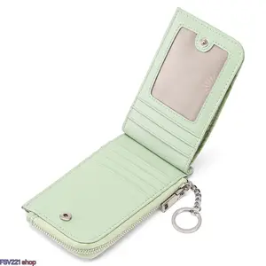 Women's Embossed Multi-Functional Keychain Wallet - Compact Mini Card Holder with Clear ID Window, Slim Zipper Coin Purse, Portable Daily Fashion Accessory