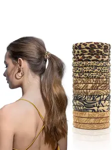 10 Pcs Leopard Print Seamless Hair Ties, Soft Elastic Ponytail Bands, Gentle on Hair, Ideal for Daily Use and Sports, Elastic Band Scrunchies