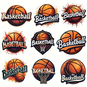 9 Piece Basketball Iron-On Patches, DIY Clothing Heat Press Stickers, Perfect for T-Shirts & Jackets Decoration, Craft Decorations