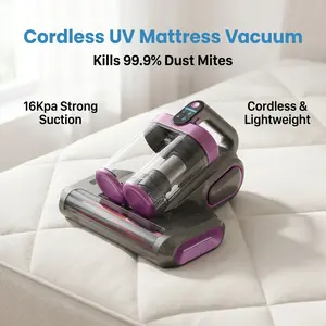 CordleCordless UV Mattress Vacuum That Kills 99.9% of Dust Mites in 1 Pass Cordless UV-C Mattress Vacuum Cleaner | 16kPa Strong Suction for Allergies & Pet Hair LED Stick Sanitizing Sterilization Handheld