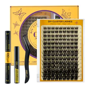 OQ Lash Airy D Curl DIY Eyelash Extension Kit 126PCS Soft PBT Fibers Waterproof Long Lasting with Bond Seal Glue & Remover for Beginners Cosmetic