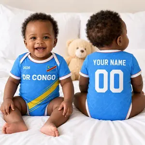 Personalized DR Congo Baby Bodysuit, Custom Name Number Infant Soccer Outfit, DR Congo Baby Jersey QF4
