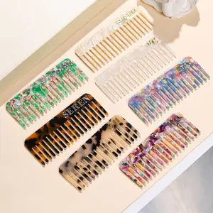 Custom Amber Hair Comb, Custom gift forr women, Marble Hair Comb, Wedding Bridesmaid Gift, Portable Pocket Hair Comb, Bridal Gift.