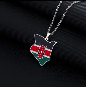 Kenya Map  Flag Necklace for men and women