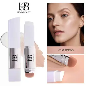 Heko Beauty Dual-Ended Concealer Foundation Stick with Brush, Waterproof Sweatproof Long-Lasting Makeup, Lightweight and Glamorous Finish