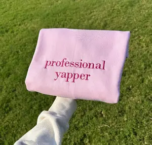 Professional Yapper Embroidered Sweatshirt, Funny Gifts for Her, Girly Shirt, Girly Gifts Pink, Funny y2k meme shirt, Gift Ideas for Her