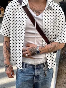 Polka Dot Casual Slim-Fit Top, Breathable Fabric, Open Front Street Style, Comfortable and Stylish, Perfect for Daily Wear