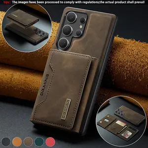 Leather Multi-Functional Magnetic Card Wallet Smartphone Case Protector, Foldable Stand, Anti-Drop Protective Phone Cover Accessories for Samsung Galaxy S25 Ultra S24 Ultra S23 Ultra S22 Ultra Cellphone Casing