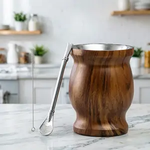 3-Piece Stainless Steel Mate Cup Set, Gourd Shape Retro Style, Dual-Layer Vacuum Insulation, Includes Straw and Brush, Outdoor Travel/daily Tea Drinking