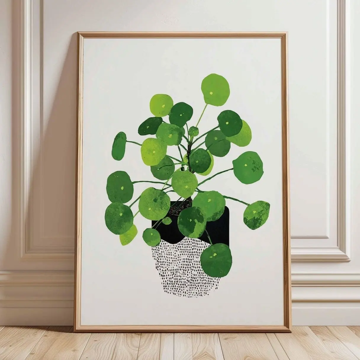 Pilea Plant Wall Art Scandinavian Botanical Poster Minimalist Green Decor Print L