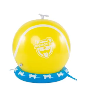 BigMouth Pets Tennis Ball Sprinkler - Yellow Ball with Blue Base, Includes Tug-String for Interactive Fun