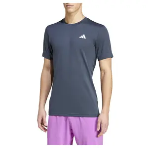 adidas Mens Freelift Crew Neck Short Sleeve Athletic Tennis Casual Tops Casual - Blue