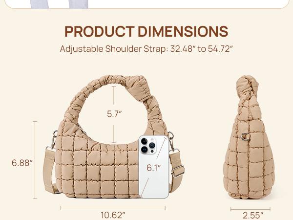 Telena Puffer Bag Fashion Quilted Tote Bag Nylon Shoulder Crossbody Bags for Women Lightweight Carryall Hobo Bag Gift Purse Valentine's Day gift