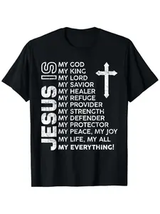 Christian Men Boys Kids Jesus T Shirt Cotton Casual Tshirts Crewneck T-Shirt Short Sleeve Unisex Tee for Men Women Adults