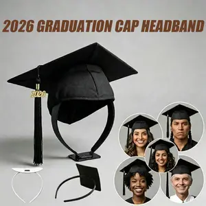 2026 Graduation Cap Headband Secure Non-Slip Curly Hair Band for Female Students Graduates Natural Hair Friendly Graduation Hat Accessories Perfect Gifts