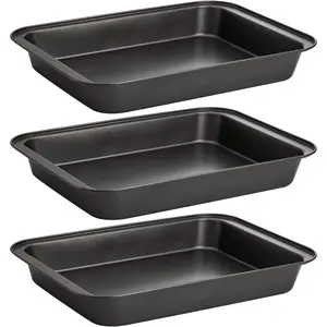 3 Pack Rectangle Baking Pan, Non-Stick Cake Pans for Oven, 13 x 9 Inch Deep Cookie Sheet Tray for Brownie Lasagna Casserole Bread, BPA Free