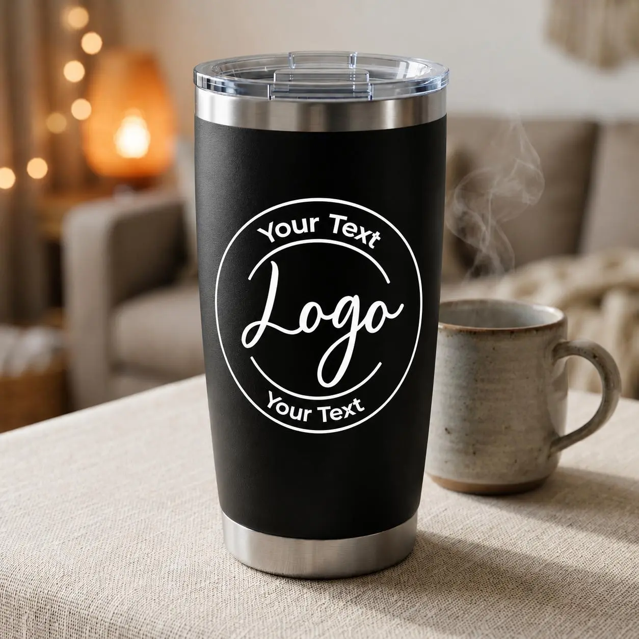 Custom Laser-Engraved 20oz Stainless Steel Travel Mug - Personalized Kitchenware Drinkware with Name or Logo