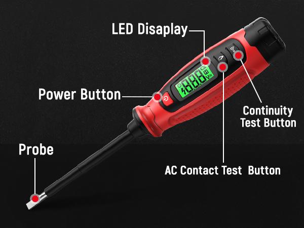 KAIWEETS Voltage Tester with Screwdriver, NCV Function, AC 3V-500V With LCD Alert Display, Live Wire Test, Wire Breakpoint Finder, Audible Alarm, Portable Electrical CircuitDetector Tool for Home & Pro Use, For DIY enthusiasts