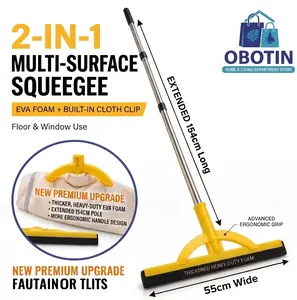 Heavy-Duty Floor Squeegee 2 in 1  - Lightweight & Durable Foam Blade with Extendable Handle for Indoor/Outdoor Cleaning haragan y trapeador 2 en 1 Adjustable Pool