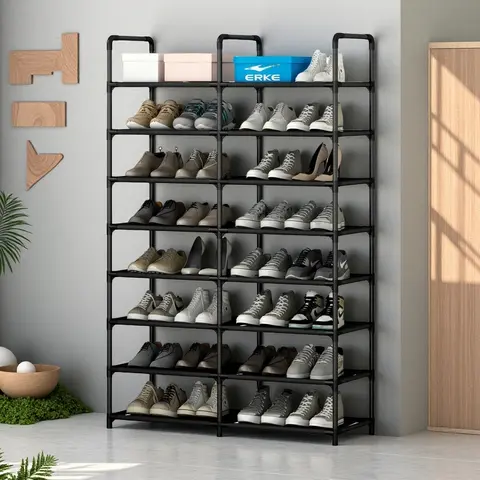 SUOERNUO Corrosion-Resist Iron Footwear Organizer Shoe Tower - Free-Standing Tall Shelf, Holds 32-40 Pairs of Shoes, Assembly Required, Storage Organization, Shelves for Bedroom, Furniture for Bedroom, Ideal for Entryways