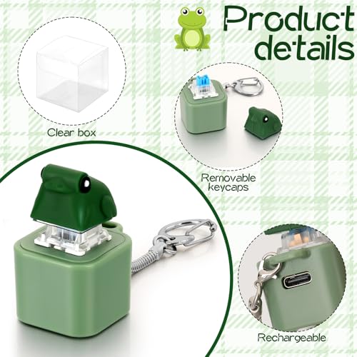 Frog Croaking Keychain, Lizard, Cat, Duck Realistic Sound Fidget – Rechargeable LED Light, Mechanical Keyboard Fidget Cute Axolotl Animal with Hand Wrist Strap Rope Durable ABS Build for Student &Adults Stress Relief