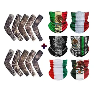 Haute Hooks Heatwave Survival Combo: Black Flag 6-Pack Balaclava & 10X Cool Arm Sleeves UV Shield for Work/Raves/School Labor Day SALE