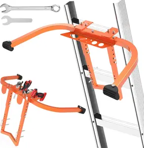 Ladder Stabilizer, Heavy Duty Steel Ladder Stabilizer with Wing Span/Wall Extension Accessory, Secure and Stable Ladder Standoff Arms for Roof Gutter with Anti-Slip Rubber Feet & Tool Tray