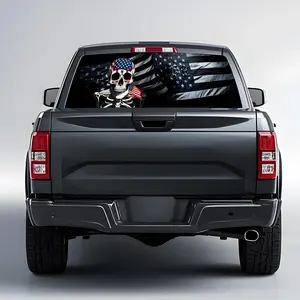 x in Back Window Decals for Trucks  American Flag Window Decal Rear Window Decals for Truck Decor, Creative Truck Rear Window Decal for Personalized Decoration  Skull