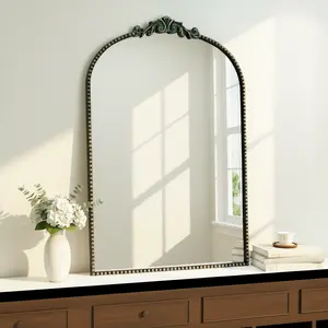 ZIYOO Arch Vintage Mirror with Baroque Metal Frame - Elegant Oval Wall-mounted Decorative Mirror for Bedroom Living Room & Entryway - Vintage Style Wall Decor
