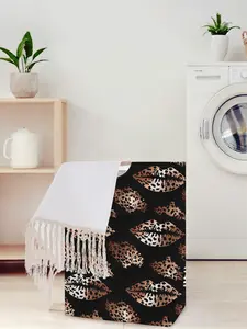 Lips Pattern Printed Open Storage Box, Foldable Laundry Basket with Handle, Home Bathroom Collapsible Clothes Organizer Bucket, Folding Laundry Basket
