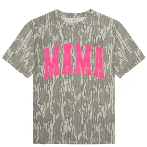 Mossy Oak Bottomland Camo T-Shirt – Pink Mama Turkey Track Graphic Tee, 3D Realistic Print Unisex Streetwear Shirt , Gift For Him