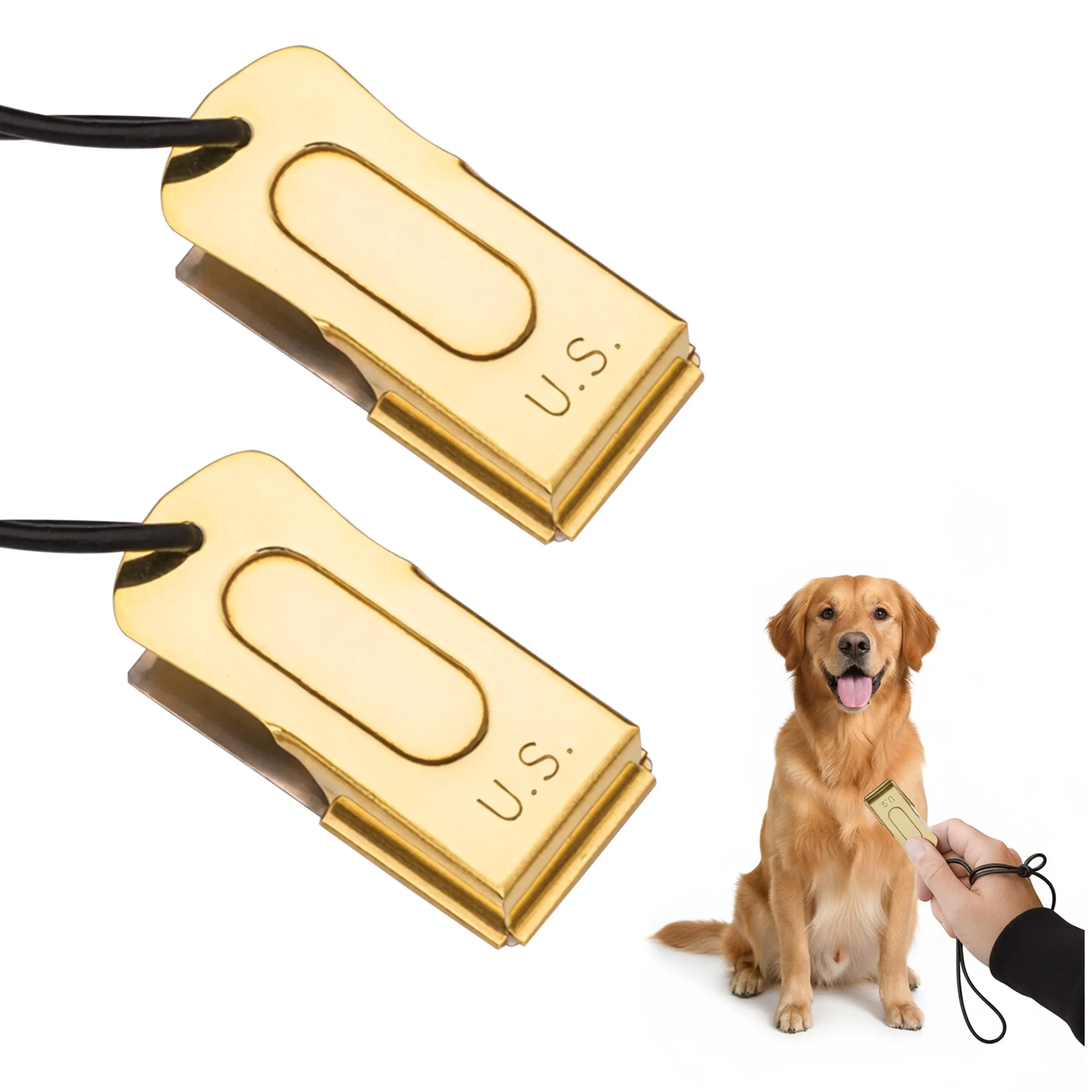 Mythrojan Brass and Steel Pet Training Clicker Puppy Dog Training Cricket Clicker U.S. Engraved Military Gear Metal Clicker (Clicker Pack of 2Pcs)