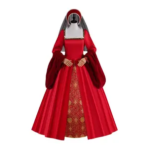 TV Anne Boleyn Cosplay Costume Tudor Queen Elizabeth Women Retro Green Princess Ball Gown