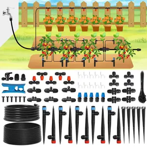 Drip Irrigation Kit Automatic Watering System 115FT Misting Sprinkler DIY Devices with 1/4" & 1/2" Tubing Hose, Adjustable Nozzle Emitters, Quick Connectors for Greenhouse, Garden, Patio
