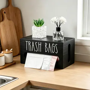 Upgraded 2 in 1 Wooden Plastic Bag Holder, Extra Large Wall Mount Dispenser, Hanging Grocery Bag Storage Organizer for Kitchen Bathroom