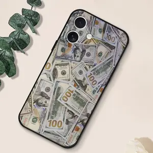 Creative Money Pattern Straight Edge Phone Case for IPhone 16 15 14 Pro Max 13 12 11 XR XS Plus Shockproof Non Slip Military-Grade Protection Silicone Cover