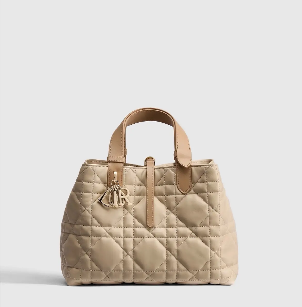 Pre-owned Dior Toujours Medium 26A Collection Beige & Caramel Colorblock Leather Tote Bag 2604054