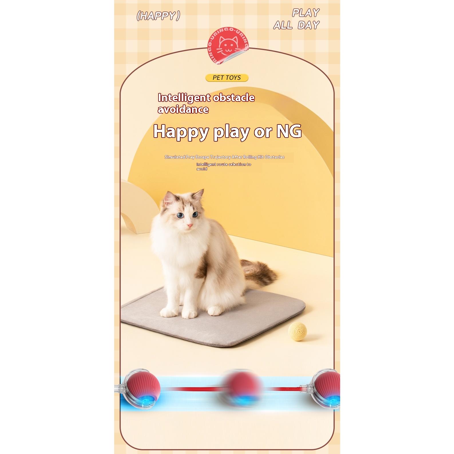 2Pcs Cat Interactive Ball Toys Automatic Rolling Ball Faux Tail Rechargeable Smart Pet Electric Toy Cat Training Imitate Mouse