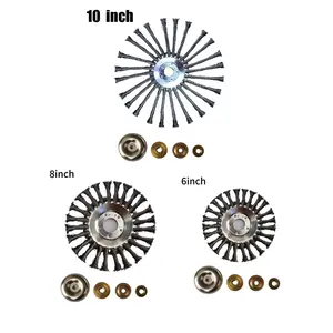 6 Inch 8 Inch 10 Inch Wire Brush Roller, Durable Weed Wiper for Lawn Mowers, Grass Trimmer, Rust Removal Tool, Universal Fit Metal Scrubbing Wheel