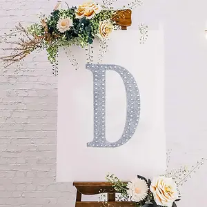 Decorative Rhinestone Alphabet "D" Letter Stickers 8", Silver Glitter Adhesive Craft Letters - DIY Sparkle Embellishments