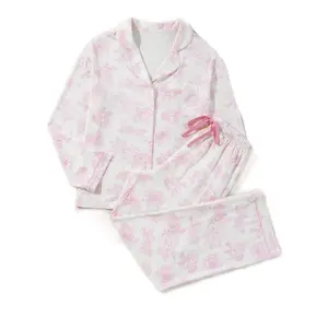 Pure Pink Floral Pajamas Loungewear Womenswear Pajama Set Pjs
