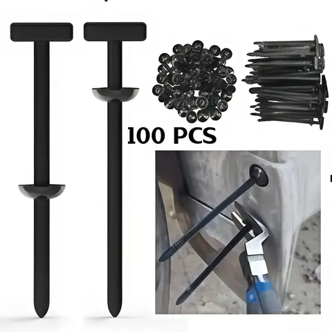 100Pcs High-Strength Plastic Car Clips Kit - Multi-Spec Heavy-Duty Self-Locking Cable Tie Buckle Push Pin Structure Fasteners, UV-Resistant for Car Fender Maintenance, Accessory Replacement with Long-Lasting Performance