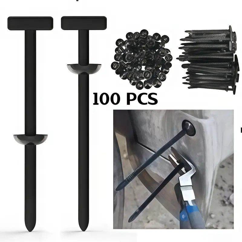 100Pcs High-Strength Plastic Car Clips Kit - Multi-Spec Heavy-Duty Self-Locking Cable Tie Buckle Push Pin Structure Fasteners, UV-Resistant for Car Fender Maintenance, Accessory Replacement with Long-Lasting Performance