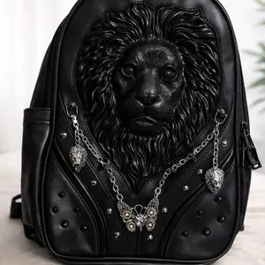 Lion Royalty Pack SKU 3031 BLACK - Stylish Lion Design with Chains and Studded Details for a Bold Look